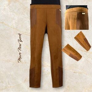Marc New York Faux Suede Camel Skinny Pant Snake Print Western Fall Office SZ M